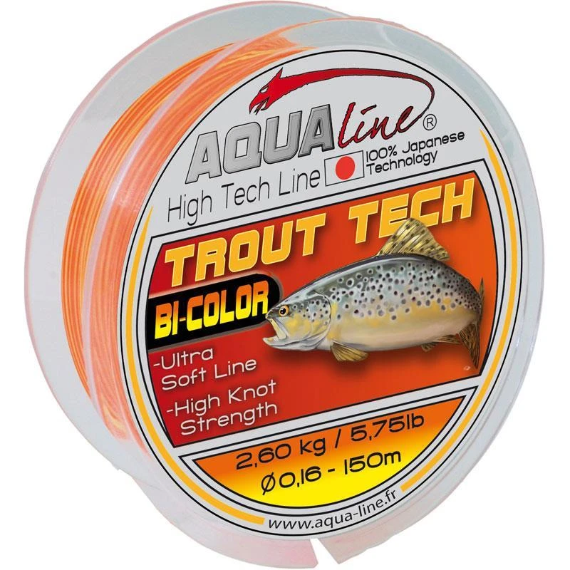 NYLON AQUALINE TROUT TECH JAUNE ORANGE 3 NYLON AQUALINE TROUT TECH JAUNE ORANGE